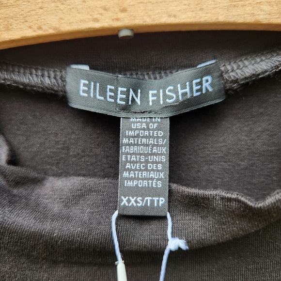 NWT Eileen Fisher Black Stretch Jersey Knit Mock Neck Dress - Size XXS - Picture 7 of 12